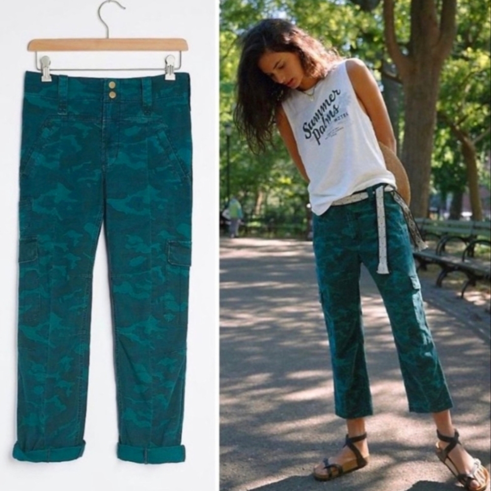 Anthropologie Green Austin Camo Cargo Pants